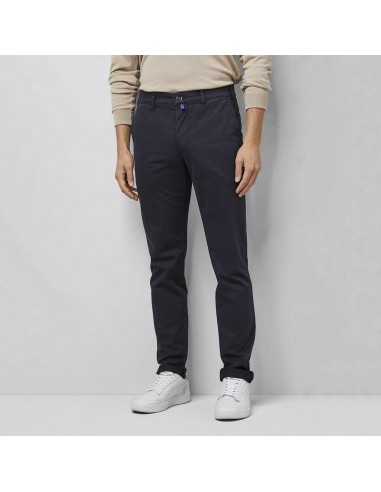 Pantalon chino Meyer marine en twill de coton pas cheres