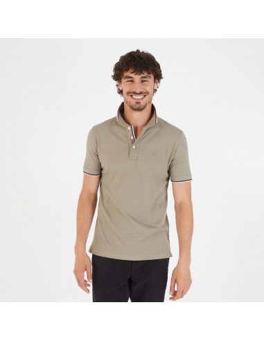 Polo à liserés Eden Park beige en coton stretch Paris Déstockage Promo