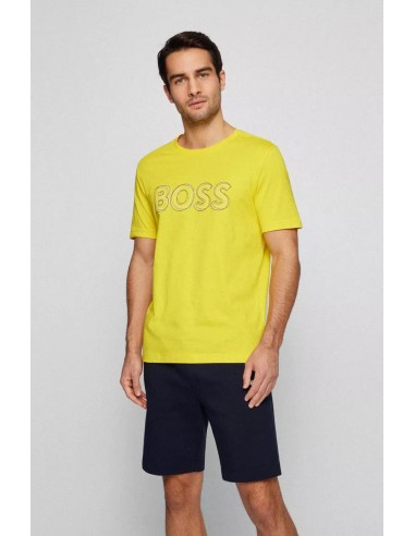 T-Shirt BOSS jaune en coton Paris Déstockage Promo