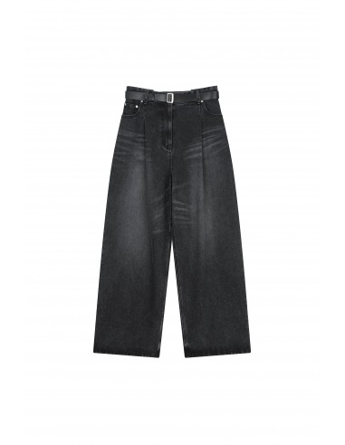 Belted One Tuck Tapered Denim Pants sur le site 