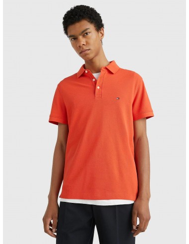 Polo Tommy Hilfiger ajusté orange en coton bio stretch 2024