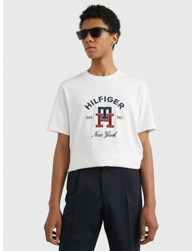 T-Shirt monogramme Tommy Hilfiger blanc en coton bio france