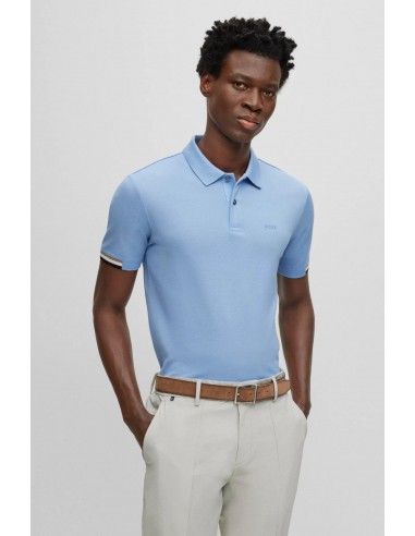 Polo à liserés BOSS bleu en ligne des produits 