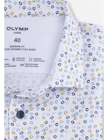 Chemise manches courtes à motifs OLYMP blanche Le MVP de beaucoup