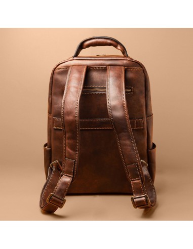 Mens Brown Leather Laptop Backpack livraison et retour toujours gratuits